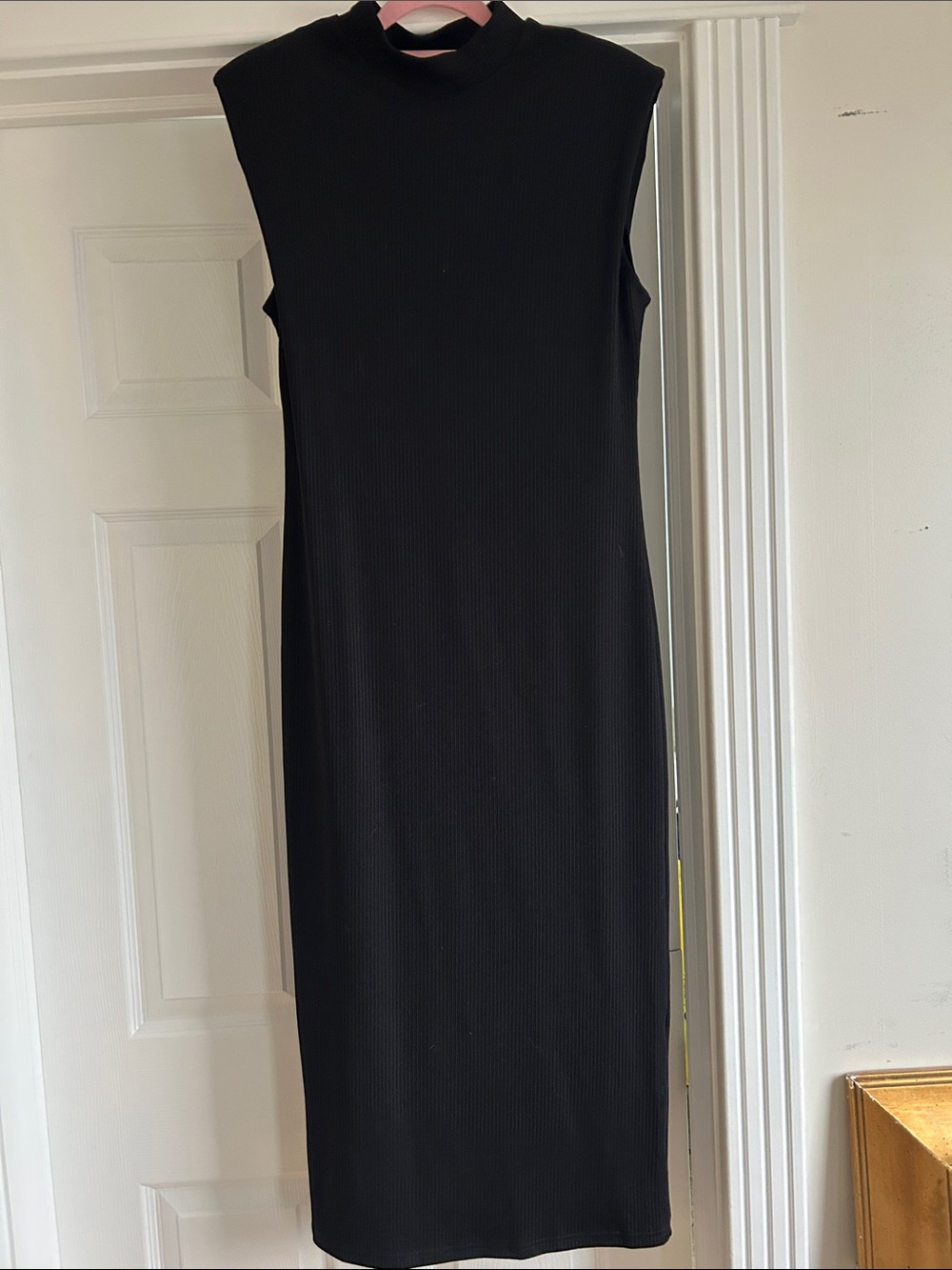 SHEIN Black Sleeveless Mock Neck Midi Dress